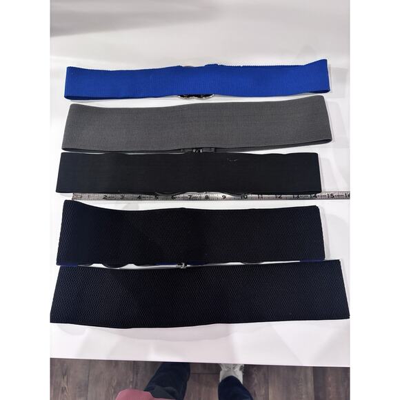 Vintage 80\'s 90\'s Womens Stretch Belts Wide Retro Glam Metal Lot Y2K Black Blue